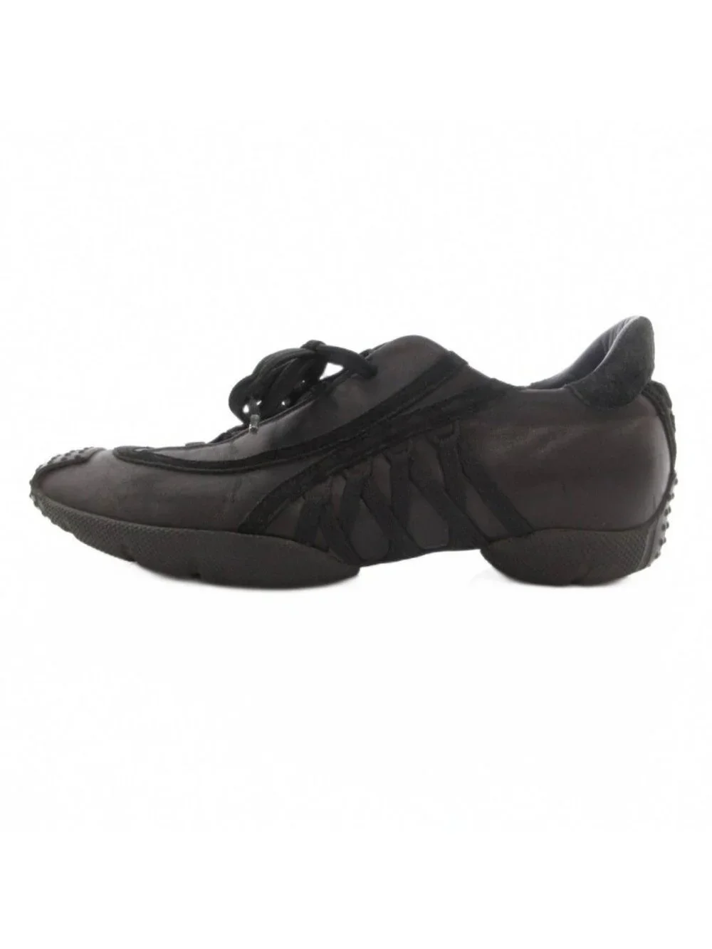 Dior Leather Sneakers Lace Up Black Suede Paneled